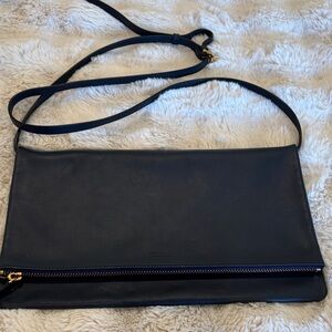 Everlane Navy Leather Foldover Bag